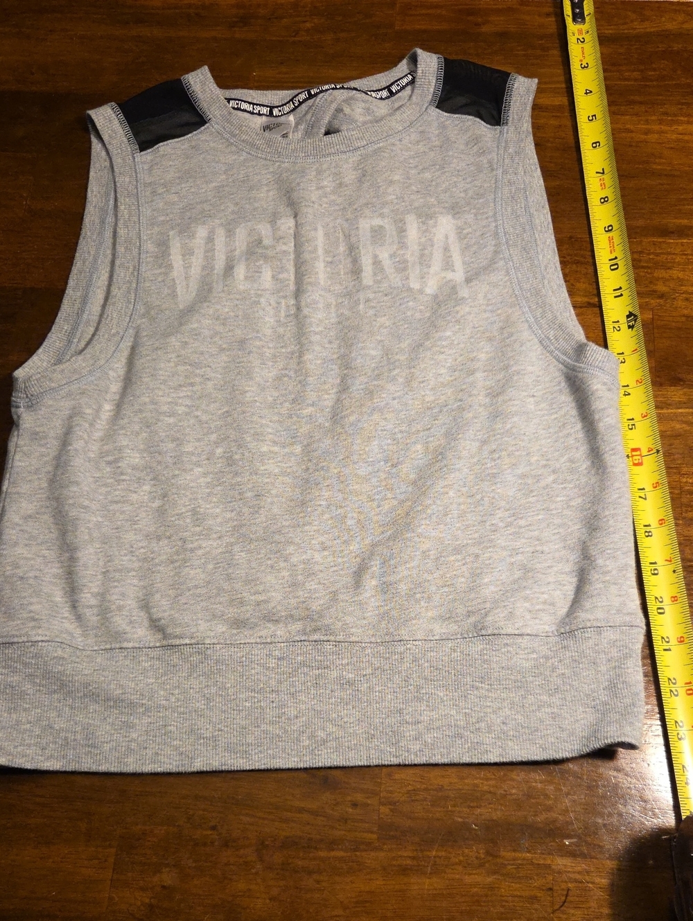 Victoria's Secret Gray Muscle Tee with Black Shoulder Panels